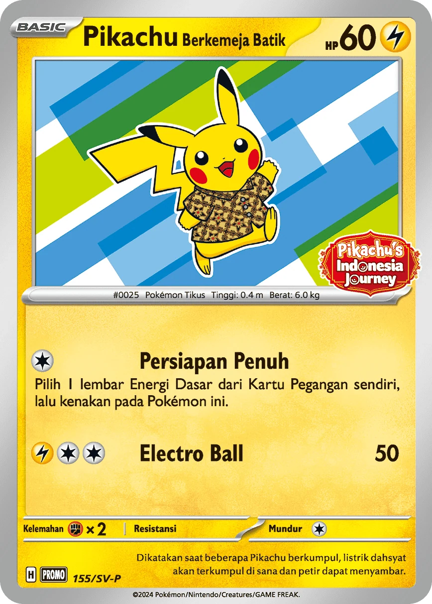 Pikachu Wearing a Batik Shirt